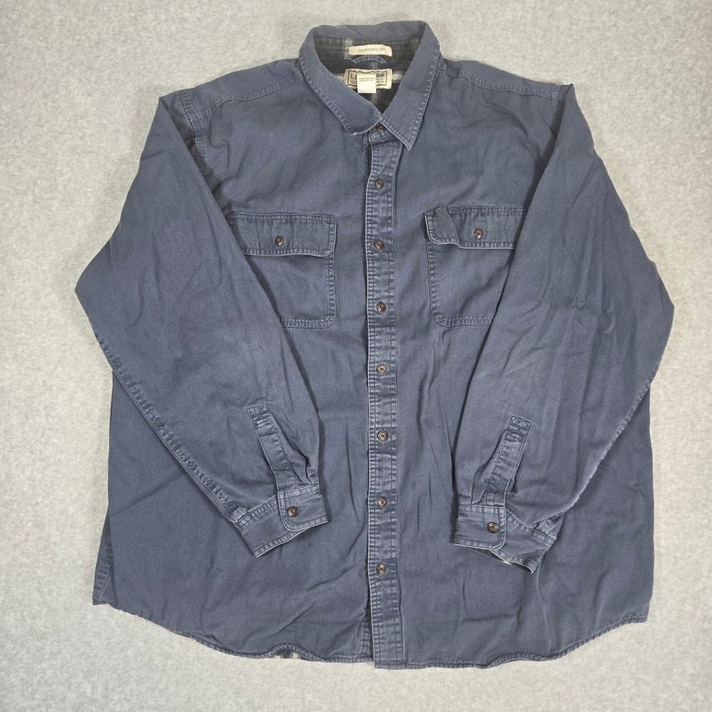 L.L.Bean Hurricane Shirt Traditional Fit Button-Up Shirt Men's 2XL Navy